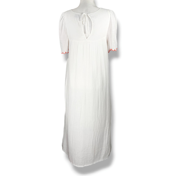 EUC Old Navy Floral Embroidered Flowy Midi Swing Dress Sz. S [4-6] White Lilies - Picture 3 of 8